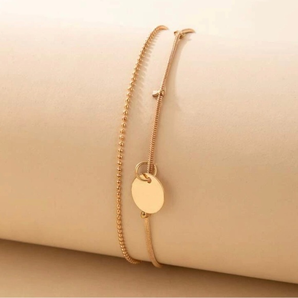 Gold Disc Layered Anklets - Picture 2 of 3